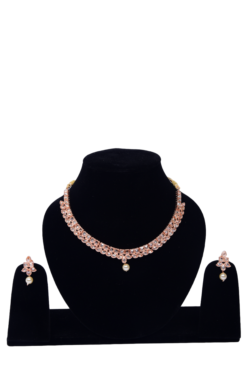 Namokriti Designer Rose-Toned Necklace Set for Girls & Women | Party & Festive Wear